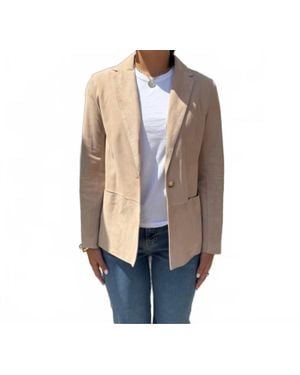 Via Masini 80 Suede Blazer - Natural