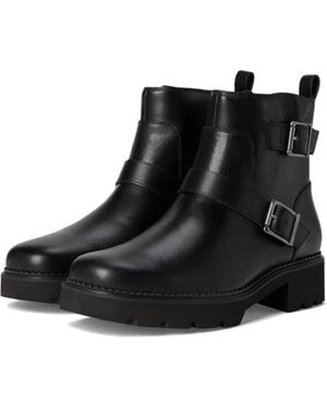 Vionic Folsom Boots Leather Side-Zipper Ankle Booties Gal1910 - Black