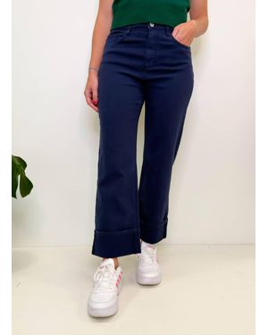 Q2 Madeline Straight Leg Cuffed Jeans - Blue