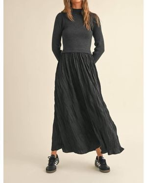 Miou Muse Shay Sweater Combo Maxi Dress - Black