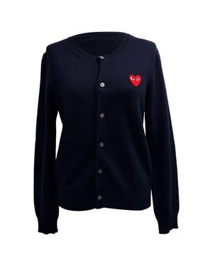 Comme des Garçons Play Heart Logo-Patch Cardigan - Blue