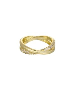Adornia 14K Plated Cz Crossed Bands Ring - Metallic