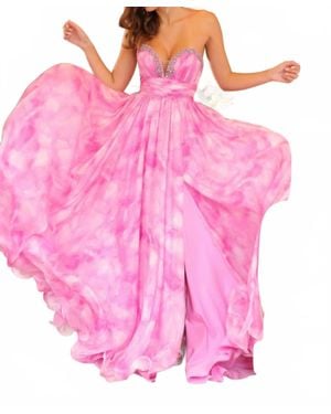 Ava Presley Strapless Beaded Formal Gown - Pink