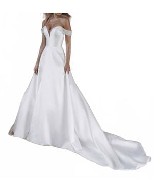Abella Off-The-Shoulder Wedding Dress - Gray