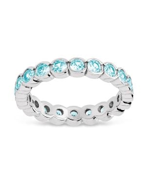 Sterling Forever Sterling Aquamarine Helene Bezel Eternity Band Ring - Blue