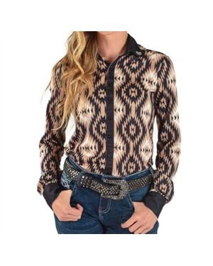 Cowgirl Tuff Faux Button Front Button Down - Brown