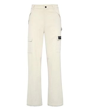 Philipp Plein Technical Nylon Loose Fit Cargo Pants Scratch - White