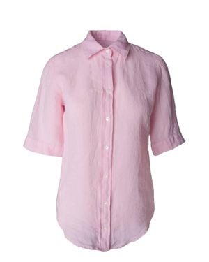 Hartford Premium Linen Button-Down Short Sleeve Shirt - Pink