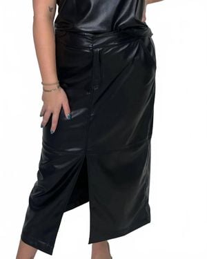 Melissa Nepton Marina Faux Leather Midi Skirt - Black