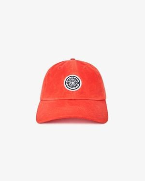 Malbon Golf Waxed Cotton Strapback Cap - Red