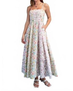 Gigio Mixed Floral Cotton Maxi Dress - White