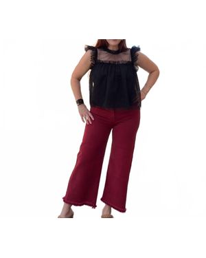 Risen High Rise Crop Jeans - Red