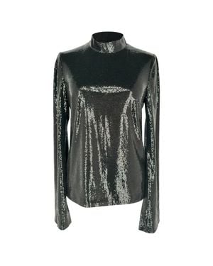 Galvan London London Sequined Long Sleeve Top - Black