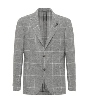 Lardini Wool Blend Jacket With Classic Lapel And Iconic Detailing - Gray