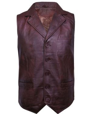 Infinity Leather Smart Classic Leather Waistcoat-Bristol - Purple