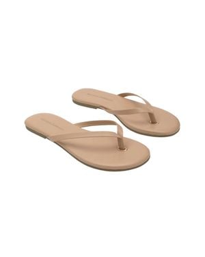 Melissa Odabash Leather Flip Flops Sandal - Natural