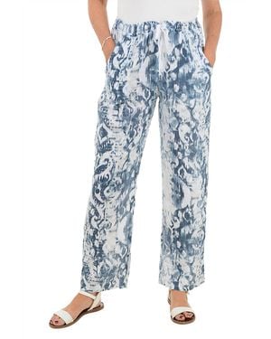 Look Mode Usa Look Mode Printed Linen Pant - Blue