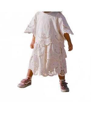 Sea Lula Embroidered Kids Short Sleeve Dress - Pink