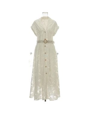 TRUEDAMES Summer Lace Embroidered Blazer Dress - Natural