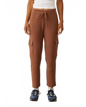 Monrow Soft Knit Waffle Cargo Jogger - Brown
