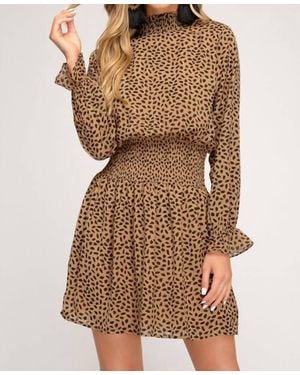 She + Sky Leopard Dress - Brown