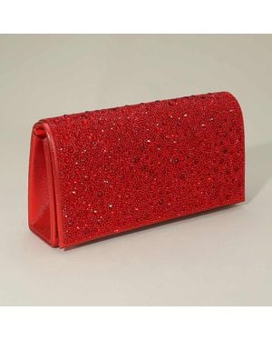 Fashnzfab Bling Studded Evening Clutch Crossbody Bag - Red