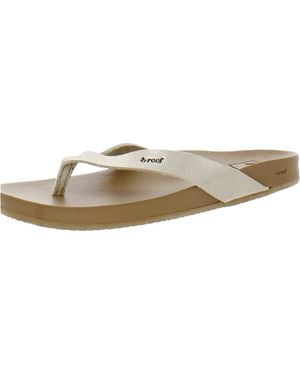 Reef Faux Leather Cushioned Footbed Slide Sandals - Natural