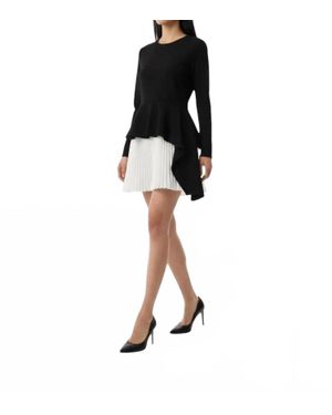Jonathan Simkhai Layered Peplum Knife Pleat Mini Dress - Black