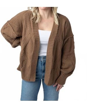 Michelle Mae Willow Open-Front Beauty Drapes Cardigan - Brown