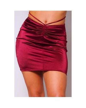 TRUEDAMES Satin Waist Tie Mini Skirt - Red