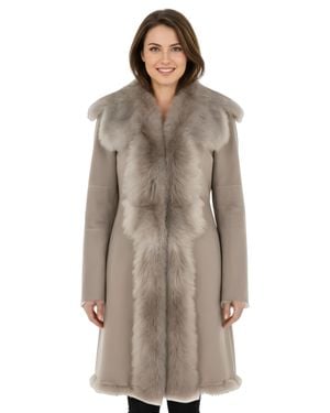 Infinity Leather Light Toscana Sheep Suede Leather Trench Coat- Celeste - Brown