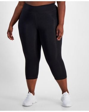 Reebok Capri Leggings Cotton Identity Logo Pull On Fts384 - Black