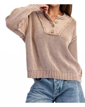 Eesome Round Neck Sweater Top - Brown