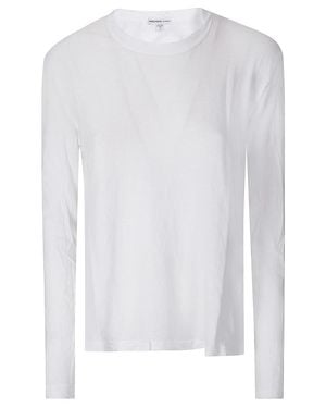 James Perse Crepe Jersey Oversized L/S Crew T-Shirt - White