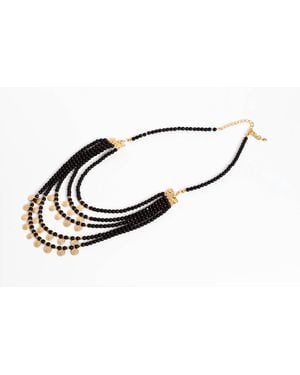 Avenue Chic Tiny Coin Beaded Gypsi Necklace - Black