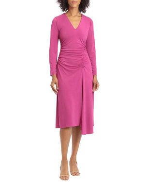 Maggy London Waist Gather Long Sleeve Midi A-Line Dress - Pink