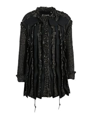 Sacai Patchwork Wool-Blend Coat - Black