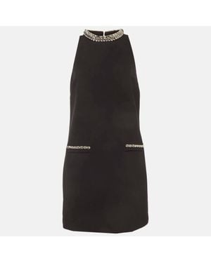 Sandro Crystal Embellished Crepe Mini Dress - Black