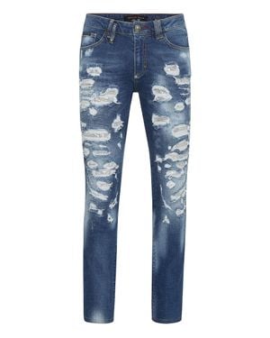 Philipp Plein Denim Slim Fit With Metal Mesh - Blue