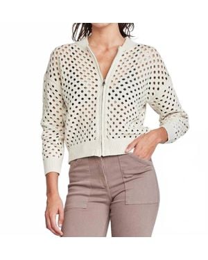 Self Contrast Maggie Fishnet Cardigan - White