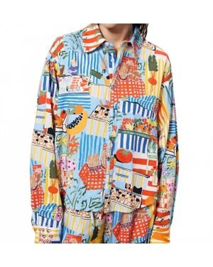 FRNCH Cloane Marche Bleu Long Sleeve Shirt - Blue