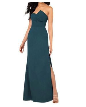 Sorella Vita Strapless Chiffon Bridesmaid Dress With Notched Neckline - Blue