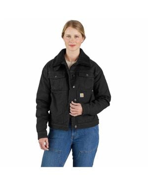 Carhartt Rugged Flex Trucker Jacket Sherpa Lined Loose Fit Posh183 - Black