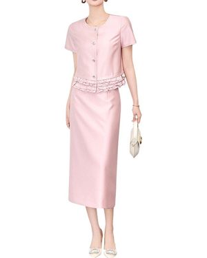 Monique Lagarde 2Pc Top & Skirt Set - Pink
