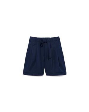 Lacoste Tailored High-Waist Shorts With Self-Tie Belt - Blue