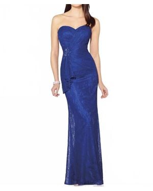 Cameron Blake Lace Strapless Sheath Dress - Blue