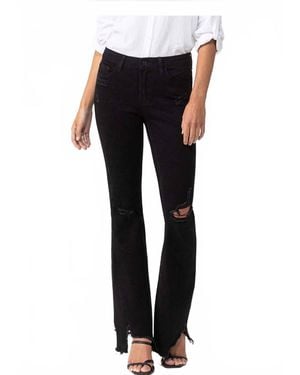 VERVET BY FLYING MONKEY Mid Rise Distressed Flare Jeans - Black