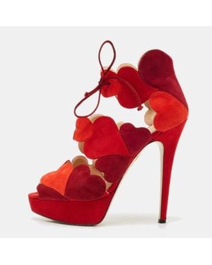 Charlotte Olympia Suede Head Over Platform Sandals - Red