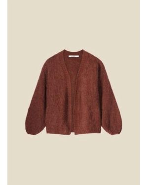 Summum Oversized Cardigan Mohair Blend Knit-Cherry - Red