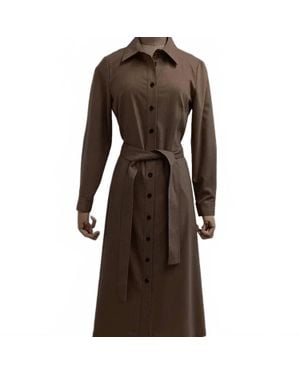 Lafayette 148 New York Flannel Shirt Dress - Brown